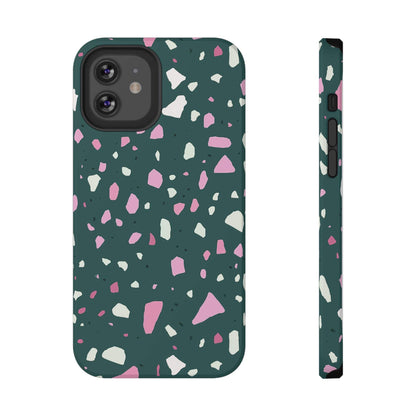 Phone Case iPhone 12 Mini Emerald Blush Terrazzo