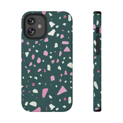 Phone Case iPhone 12 Pro Emerald Blush Terrazzo