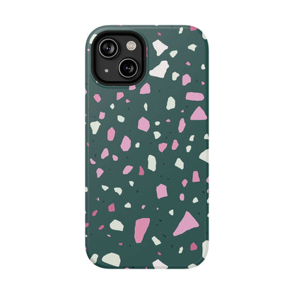 Phone Case iPhone 14 Emerald Blush Terrazzo