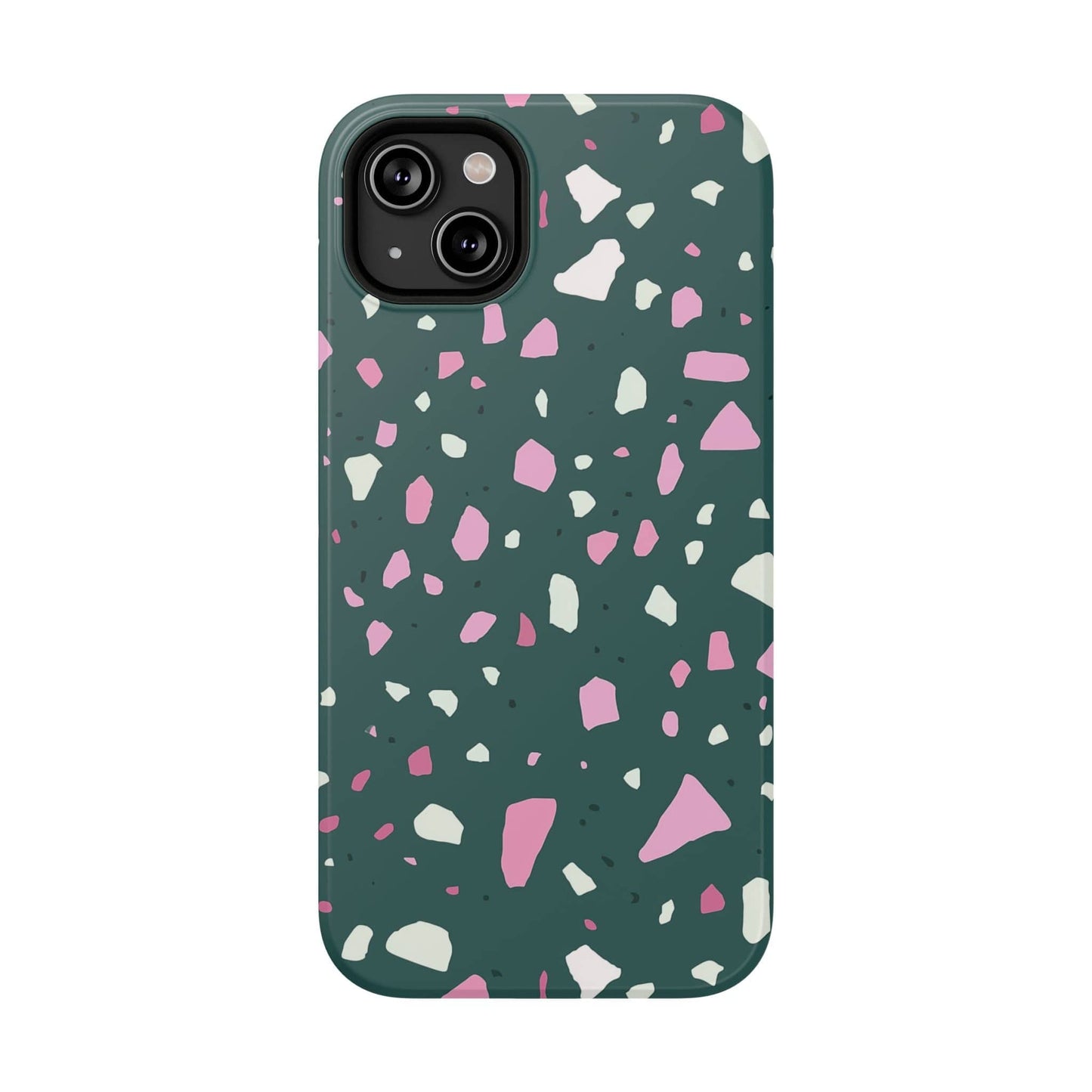 Phone Case iPhone 14 Plus Emerald Blush Terrazzo