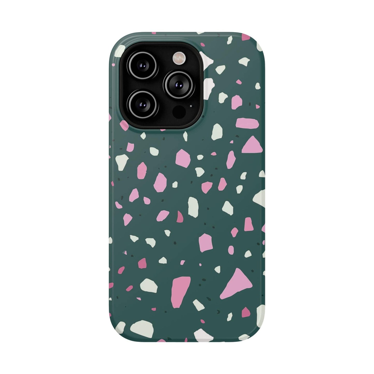 Phone Case iPhone 14 Pro Emerald Blush Terrazzo