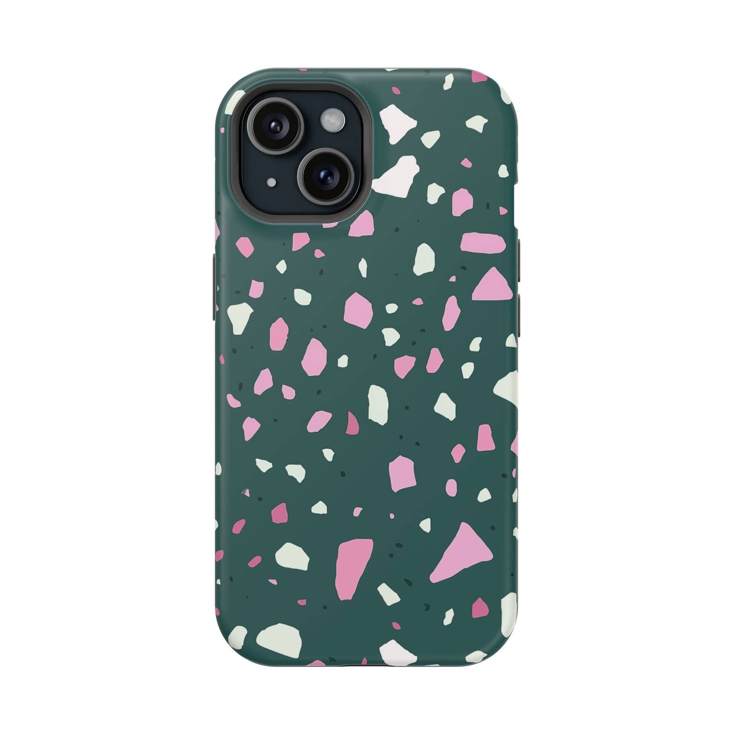 Phone Case iPhone 15 Emerald Blush Terrazzo