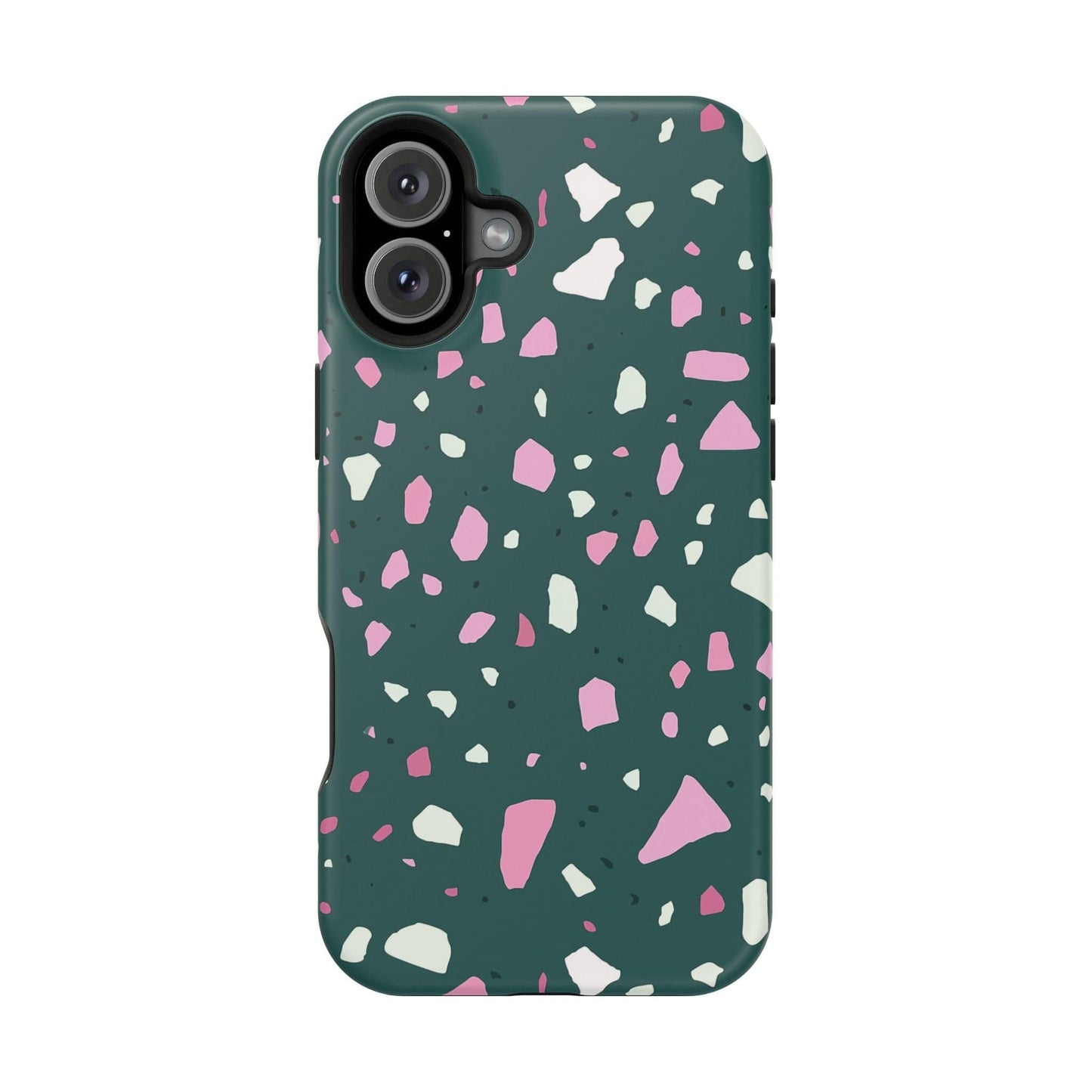 Phone Case iPhone 16 Plus Emerald Blush Terrazzo