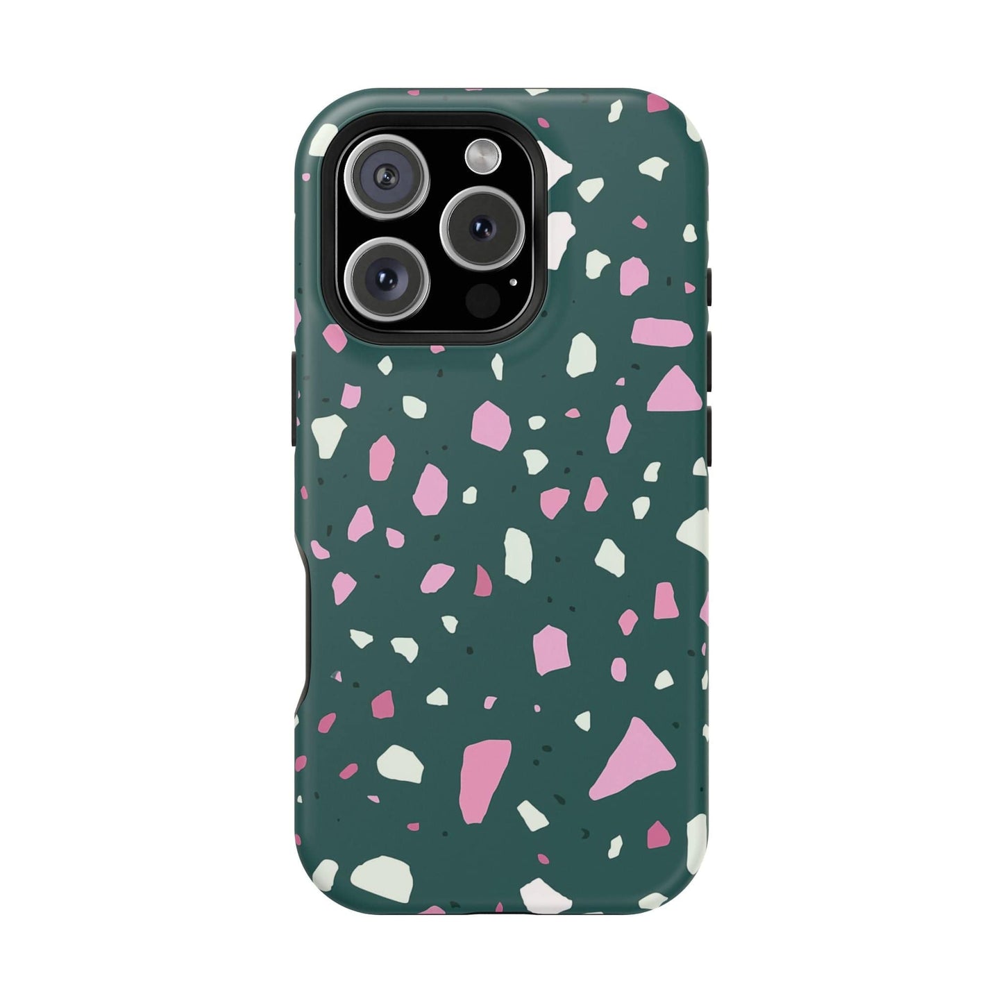 Phone Case iPhone 16 Pro Emerald Blush Terrazzo